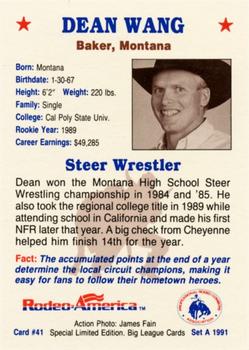 1991 Rodeo America Set A #41 Dean Wang Back